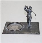 Wilcox Mounted Golfer with Side Base Dish Holder - Post-Swing