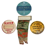 1949 Miami Open Contestant Badge with Seaview CC, Beaumont CC, and Cotton Bay Bag Tag