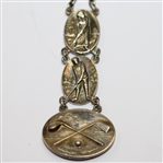 Talis of Switzerland Silver Plated Mesh Pattern Pocket Watch with Golf Charms
