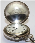 Talis of Switzerland Silver Plated Mesh Pattern Pocket Watch with Golf Charms