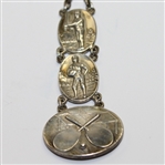Talis of Switzerland Silver Plated Mesh Pattern Pocket Watch with Golf Charms