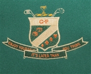 G.P. Misc Lot: Walter O'Malley Trophy, 1968 Presidents Party Shot Glass, 2 Crests, G. P. Bag