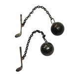 Lot of Two Metal Golf Balls with Sterling Clubs on Chain