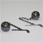 Lot of Two Metal Golf Balls with Sterling Clubs on Chain
