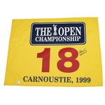 Paul Lawrie Signed 1999 Open Championship at Carnoustie Flag JSA ALOA