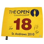 Louis Oosthuizen & Caddy Signed 2010 Open Championship at St. Andrews Flag JSA ALOA