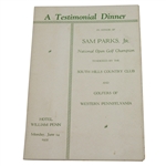 1935 Testimonial Dinner Program Honoring Sam Parks, Jr. - South Hills CC