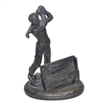 Small Club Swinging Figural Golfer with Holder - Post Swing