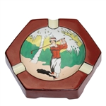 Noritake Hand Painted Ash Tray with Female Golfer Post Swing