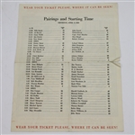 1950 Masters Thursday Pairing Sheet