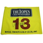 Winner Justin Leonard Signed 1997 Royal Troon Course Flown Flag - 13th Hole- Large Auto JSA ALOA