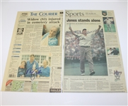Lot of 13 Signed Winning Newspapers from Major Champions JSA ALOA