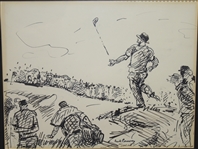 Fred Conway Original Marker Sketch of Sam Snead - Signed by Conway