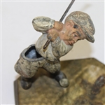 Vintage Unmarked Metal Golfer Ashtray