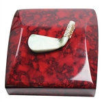 Hand Carved Hole-In-One 4-Iron from Untreated Natural Jadeite Jade Encrusted in Diamonds w/Sterling Silver Box & Gem ID Report