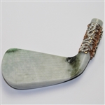 Hand Carved 'Hole-In-One' 4-Iron from Untreated Natural Jadeite Jade Encrusted in Diamonds w/Sterling Silver Box & Gem ID Report