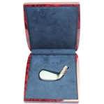Hand Carved 'Hole-In-One' 4-Iron from Untreated Natural Jadeite Jade Encrusted in Diamonds w/Sterling Silver Box & Gem ID Report