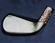 Hand Carved 'Hole-In-One' 4-Iron from Untreated Natural Jadeite Jade Encrusted in Diamonds w/Sterling Silver Box & Gem ID Report