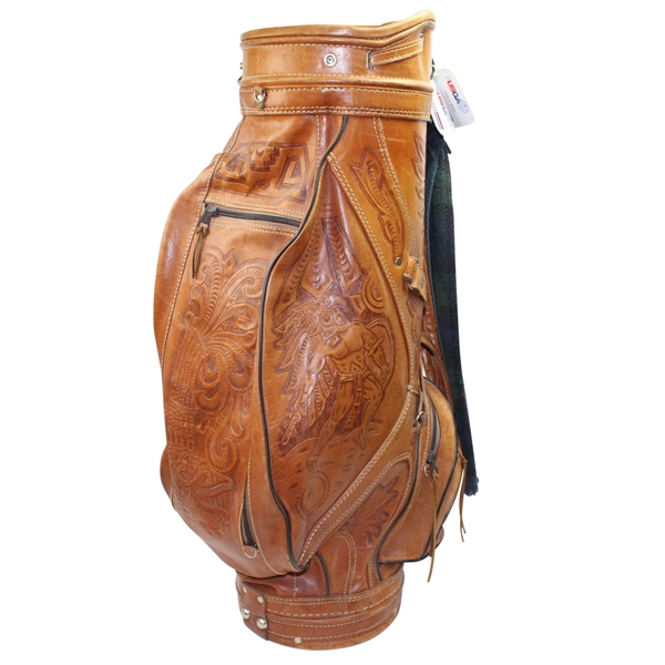 Lot Detail - Genuine Leather Hand Tooled Aztec Mayan Indian Art Golf Bag