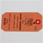 1941 Masters Sunday Ticket Signed by Champ Craig Wood, Hogan, Demaret, Byrd, & Nelson JSA ALOA
