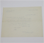 Henry Cotton Handwritten Note on Letterhead - Signed Simply H.C. JSA ALOA