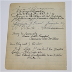 1940 Multi-Signed Sheet with Ralph Guldahl (Masters & U.S. Open Champ), Paul Runyan, Turnesa's, and others JSA ALOA