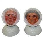 Hand Carved From Real Golf Balls - Old Man & Woman