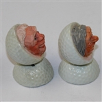 Hand Carved From Real Golf Balls - Old Man & Woman