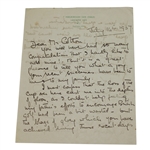 Joan Ryder Handwritten Letter to Henry Cotton - 7/14/1937 - Ryder Cup & Open JSA ALOA
