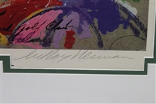 Arnie in the Rain LeRoy Neiman Print Signed W/ Arnold Palmer Cut Auto Added- JSA #P12454