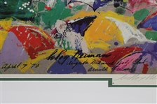 Arnie in the Rain LeRoy Neiman Print Signed W/ Arnold Palmer Cut Auto Added- JSA #P12454