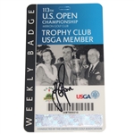 Justin Rose Signed 2013 US Open at Merion GC Badge JSA ALOA