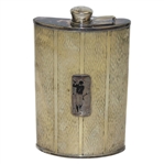 Circa 1920s Evans Nickel Silver with Enamel Golfer Flask