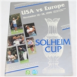 Betsy King Inaugural Solheim Cup Caddy Nameplate, Program, & USA Team Signed Course Flown Flag JSA ALOA