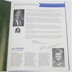 Betsy King Inaugural Solheim Cup Caddy Nameplate, Program, & USA Team Signed Course Flown Flag JSA ALOA