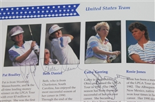 Betsy King Inaugural Solheim Cup Caddy Nameplate, Program, & USA Team Signed Course Flown Flag JSA ALOA