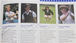 Betsy King Inaugural Solheim Cup Caddy Nameplate, Program, & USA Team Signed Course Flown Flag JSA ALOA