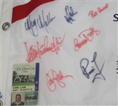 2002 Solheim Cup Course Flown Flag Signed by Winning USA Team w/Official Badge JSA ALOA