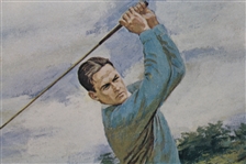 Dom Lupo Wood Framed Art Piece - Bobby Jones Post Swing in Blue Shirt