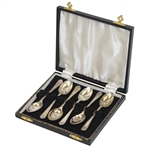Lot of 6 Sterling Spoons with Crossed Clubs and Ball Theme in Original Box