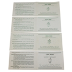 1984, 1986, 1988, & 1992 Masters Tournament Official Local Rules Cards