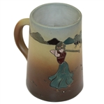 Vintage Weller Dickensware Lady Golfer Stein with Artist Mark 