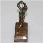Vintage Painted Bronze Art Deco Golfer - Repair Screw Area