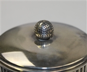 Circular Sterling Golf Themed Match Holder with Mesh Pattern Golf Ball on Lid
