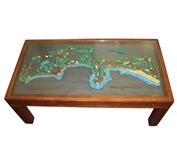 Pebble Beach Coffee Table with Detailed Routing of Course - Unique