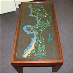 Pebble Beach Coffee Table with Detailed Routing of Course - Unique