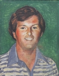 Fuzzy Zoeller Original Oil Painting Hung at Green Jacket Restaurant In Augusta