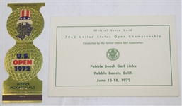 1972 US Open Lot: Program, Tickets, Scorecard, Pairing Sheets, Press Arm Band, Matchbook, and Golf Journal