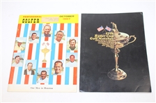 1967 Ryder Cup Lot: Program, Clubhouse Badge, & Professional Golfer Magazine w/Team on Cover