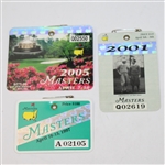 1997, 2001, & 2005 Masters Tournament Badges - Tiger Woods Victories